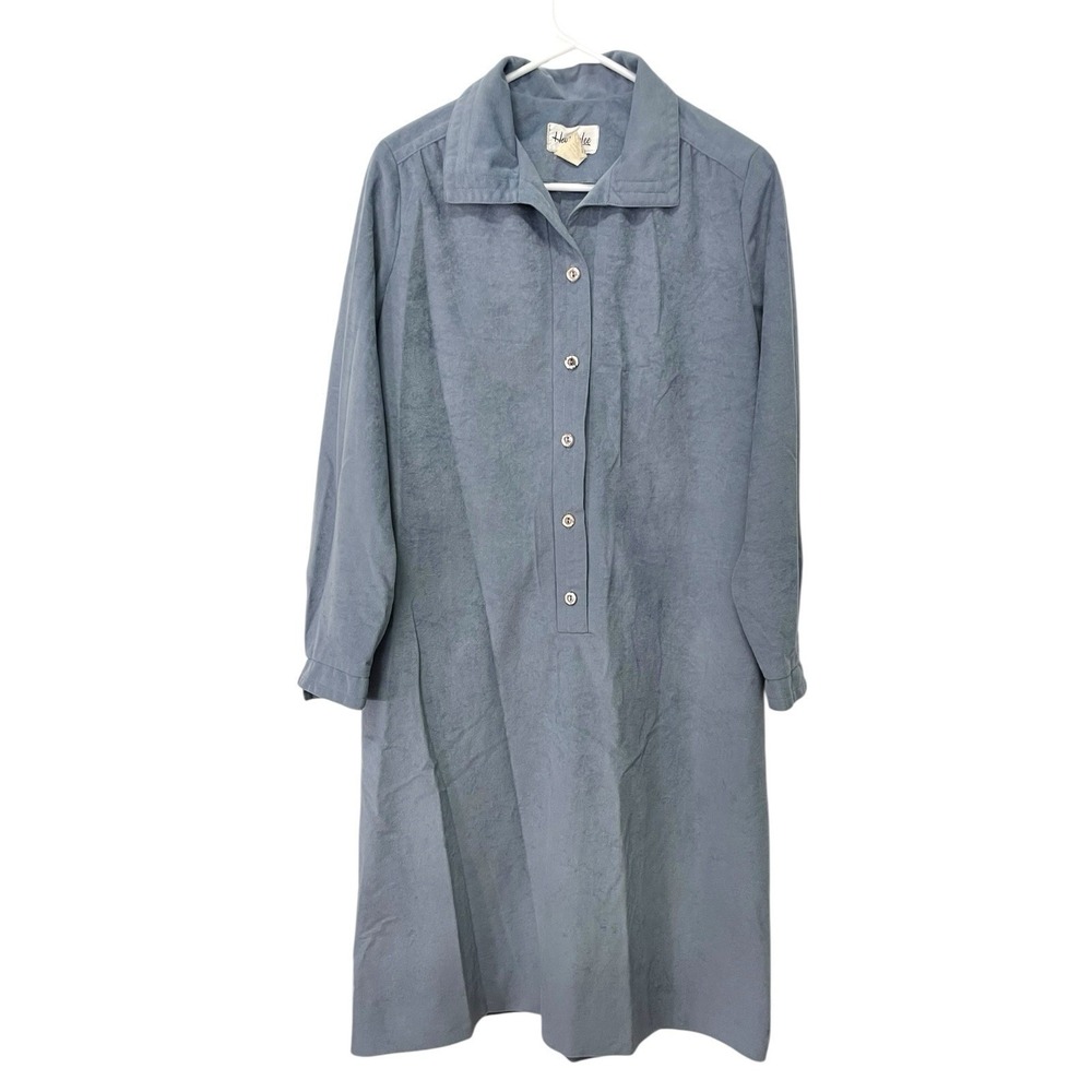 Vintage Henry Lee 18 Blue Shift Dress Faux Suede‎ ILGWU Union Made 70s